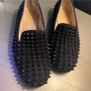 Christian Louboutin Black Spiked Loafers